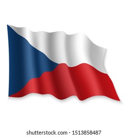 3D Realistic waving Flag of Czech Republic on white background