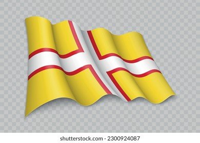 3D Realistic waving Flag of Dorset is a county of England on transparent background