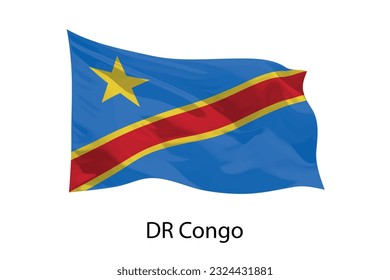 3d realistic Waving flag of DR Congo Isolated. Template for poster design