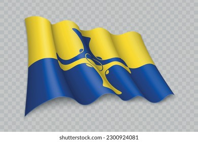 3D Realistic waving Flag of Durham is a county of England on transparent background