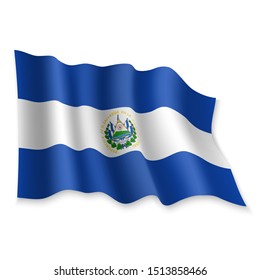 3D Realistic waving Flag of El Salvador on white background