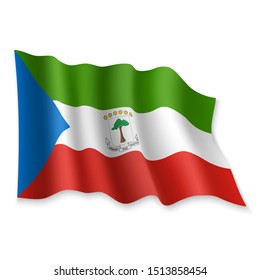 3D Realistic waving Flag of Equatorial Guinea on white background