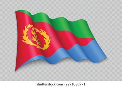 3D Realistic waving Flag of Eritrea on transparent background
