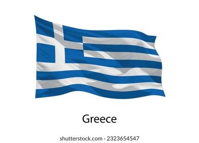3d realistic Waving flag of Greece Isolated. Template for iposter design