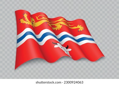 3D Realistic waving Flag of Herefordshire is a county of England on transparent background