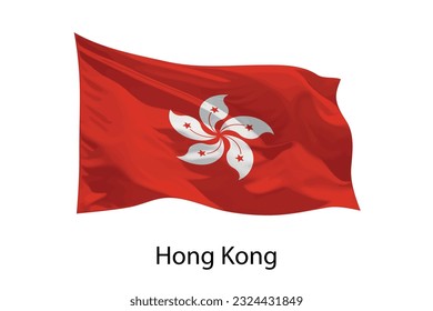 3d realistic Waving flag of Hong Kong Isolated. Template for poster design