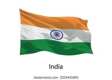 3d realistic Waving flag of India Isolated. Template for poster design