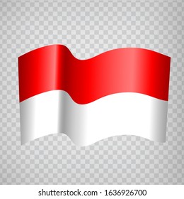 3D Realistic waving Flag of Indonesia on transparent background.  National Flag  Republic of Indonesia for your web site design, app, UI. Asia. EPS10.