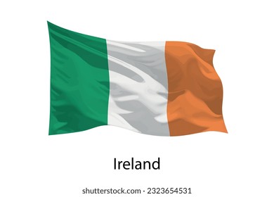 3d realistic Waving flag of Ireland Isolated. Template for iposter design