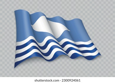 3D Realistic waving Flag of Isle of Wight is a county of England on transparent background