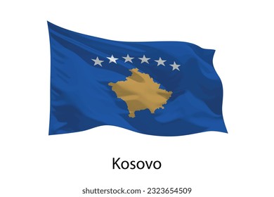 3d realistic Waving flag of Kosovo Isolated. Template for iposter design