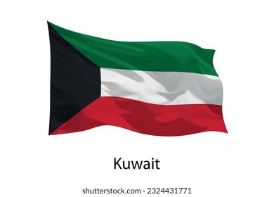 3d realistic Waving flag of Kuwait Isolated. Template for poster design