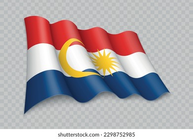 3D Realistic waving Flag of Labuan is a state of Malaysia on transparent background