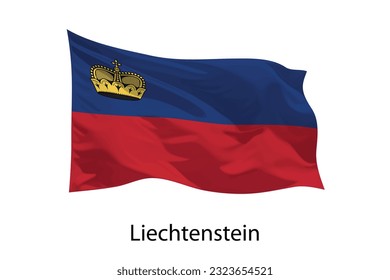 3d realistic Waving flag of Liechtenstein Isolated. Template for iposter design