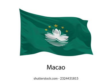 3d bandera ondulante realista de Macao aislada. Plantilla para el diseño de afiches