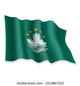 3D Realistic waving Flag of Macau on white background