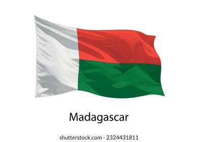 3d realistic Waving flag of Madagascar Isolated. Template for poster design