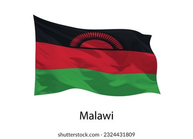 3d realistic Waving flag of Malawi Isolated. Template for poster design