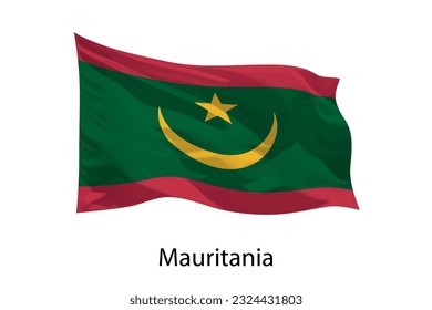 3d realistic Waving flag of Mauritania Isolated. Template for poster design