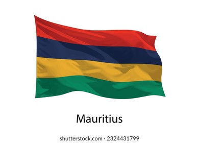 3d realistic Waving flag of Mauritius Isolated. Template for poster design