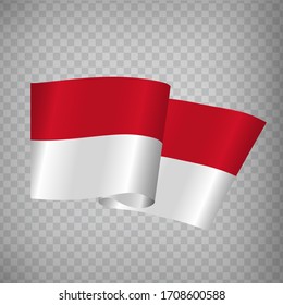 3D Realistic waving Flag of Monaco on transparent background.  National Flag Principality of Monaco for your web site design, app, UI. Europe. EPS 10