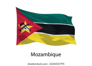 3d realistic Waving flag of Mozambique Isolated. Template for poster design