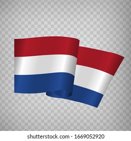 3D Realistic waving Flag of Netherlands on transparent background.  National Flag of Netherlands for your web site design, app, UI. Europe. EPS