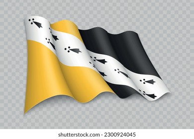 3D Realistic waving Flag of Norfolk is a county of England on transparent background