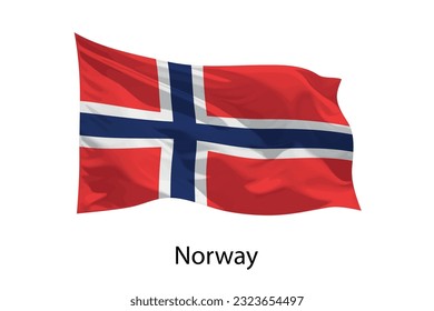 3d bandera ondulante realista de Noruega aislada. Plantilla para el diseño de iposter