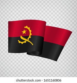 3D Realistic waving Flag Republic of Angola on transparent background.  National Flag of Angola  for your web site design, app, UI. Africa. EPS10.
