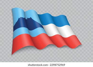 3D Realistic waving Flag of Sabah is a state of Malaysia on transparent background