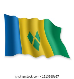 3D Realistic waving Flag of Saint Vincent on white background