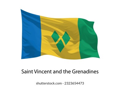 3d realistic Waving flag of Saint Vincent and the Grenadines Isolated. Template for iposter design