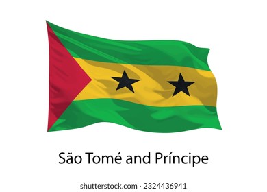 3d realistic Waving flag of Sao Tome and Principe Isolated. Template for poster design