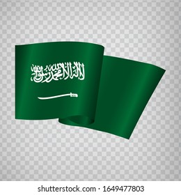 3D Realistic waving Flag of Saudi Arabia on transparent background.  National Flag Kingdom of Saudi Arabia  for your web site design, app, UI. Asia. EPS10.