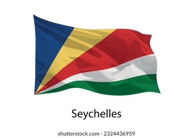 3d realistic Waving flag of Seychelles Isolated. Template for poster design