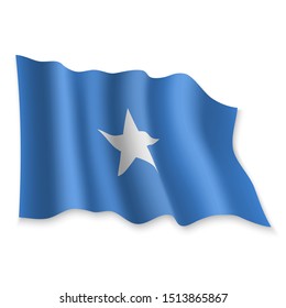 3D Realistic waving Flag of Somalia on white background