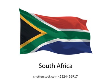 3d realistic Waving flag of South Africa Isolated. Template for poster design