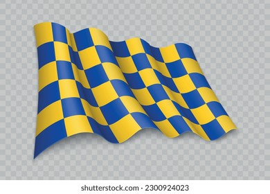 3D Realistic waving Flag of Surrey is a county of England on transparent background