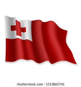 3D Realistic waving Flag of Tonga on white background