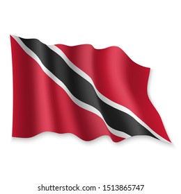 3D Realistic waving Flag of Trinidad and Tobago on white background