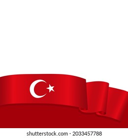 Bandera ondulante realista 3D de Turquía.  Plantilla de banner vectorial con bandera ondulante de Turquía y espacio de texto blanco . República de Bandera Nacional de Turquía para tu diseño de sitio web, aplicación, UI. 