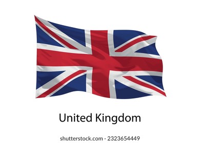 3d realistic Waving flag of United Kingdom Isolated. Template for iposter design
