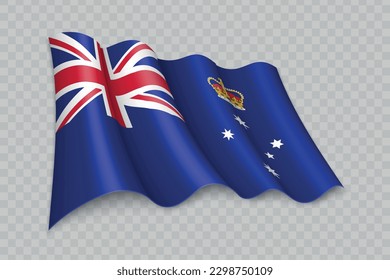 3D Realistic waving Flag of Victoria is a state of Australia on transparent background