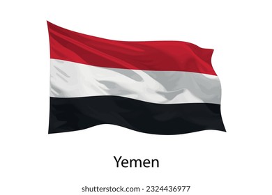 3d realistic Waving flag of Yemen Isolated. Template for poster design