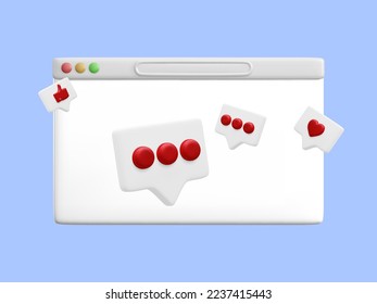 3d navegador web realista con Icons de red social. Resumen de diseño de moda para la publicidad en medios sociales. Ilustración del vector