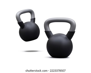 3d realistic weights kettlebell isolated on white background. Vector illustration