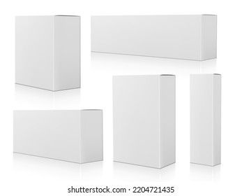 3D Realistic White Boxes From Different Angles. EPS10 Vector