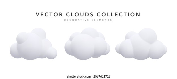 3d realistic white clouds collection. Vector illustration