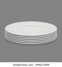 3 d plato de plato blanco realista aislado, vista frontal sobre fondo transparente